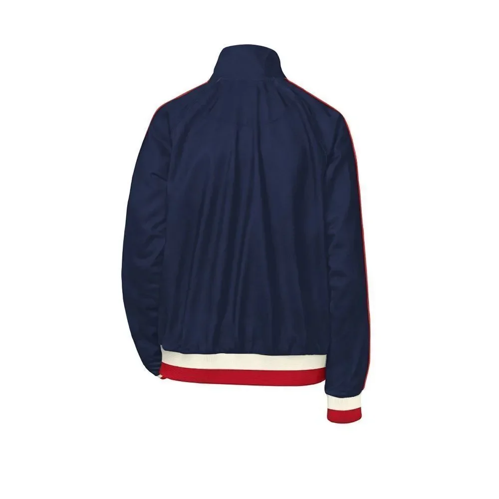 New! CHAMPION Logo Varsity Stripes Athletic Track Jacket Zip-front Blue Large